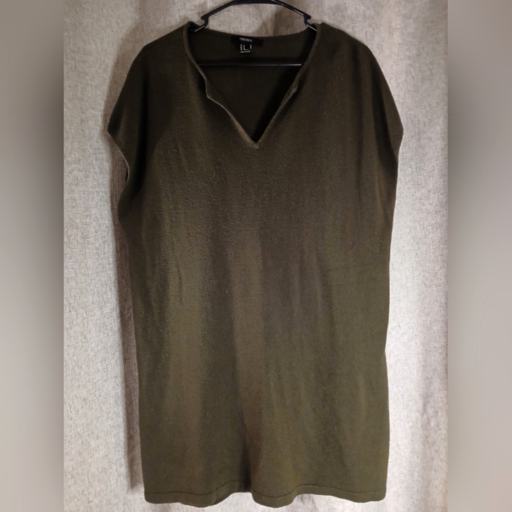 FOREVER 21 WOMENS MEDIUM OLIVE GREEN SHIRT DRESS 💚